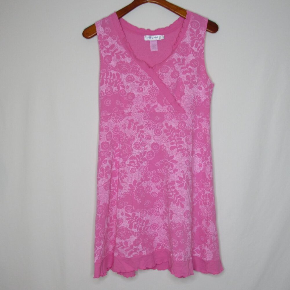 Fresh Produce Pink Floral Faux Wrap Sleeveless Cotton Dress Women's S Small - Picture 6 of 8